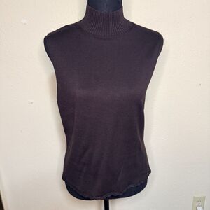Kathy Lee Collection Vintage 90s VTG Women’s Size M Brown Sleeveless Turtleneck